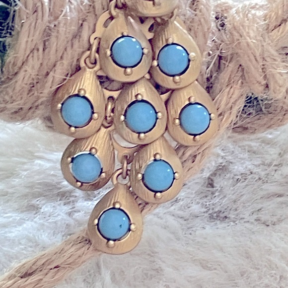 Darling Cascade Gold Faux Turquoise Stones Earrings - Picture 9 of 11